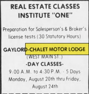 Chalet Motor Lodge & Restaurant - Aug 1979 Ad